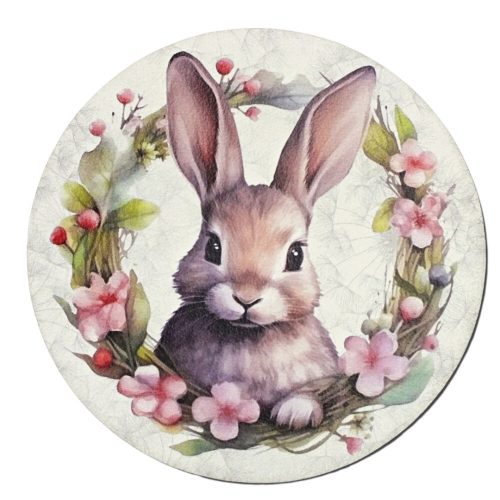 Húsvéti nyuszis nyomtatott fa tábla