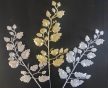 Csillámos leveles díszítő ág, 3 színben - 40 cm