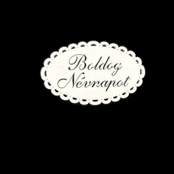   Csipkés ovális fehér fa tábla Boldog Névnapot felirattal