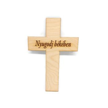 Fa kereszt nyugodj békében felirattal - 18 cm