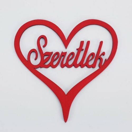 Szeretlek felirat szívben - 10 cm
