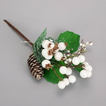 Téli pick - kis bogyós deres ág tobozzal- 22 cm